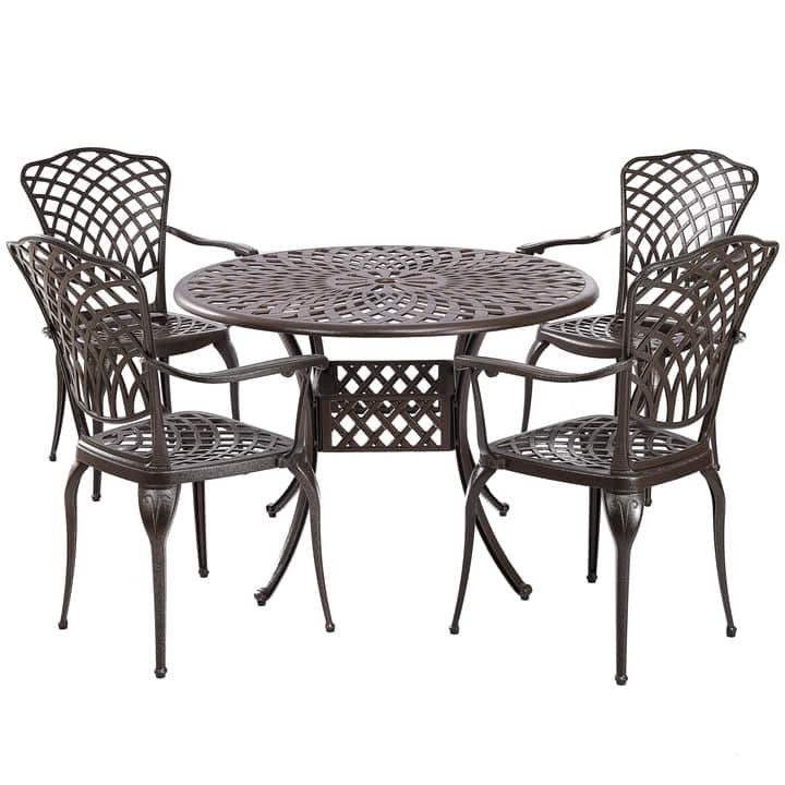 Kinger Home Arden 5-Piece Outdoor Dining Set for 4, Cast Aluminum
