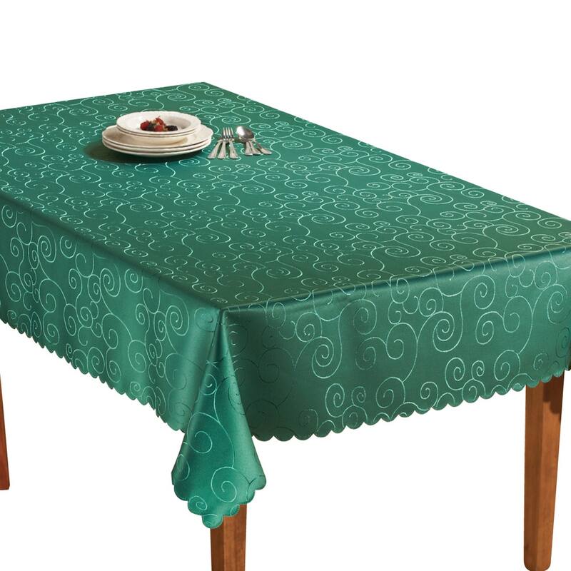 Solid Scroll Scalloped Edge Tablecloth