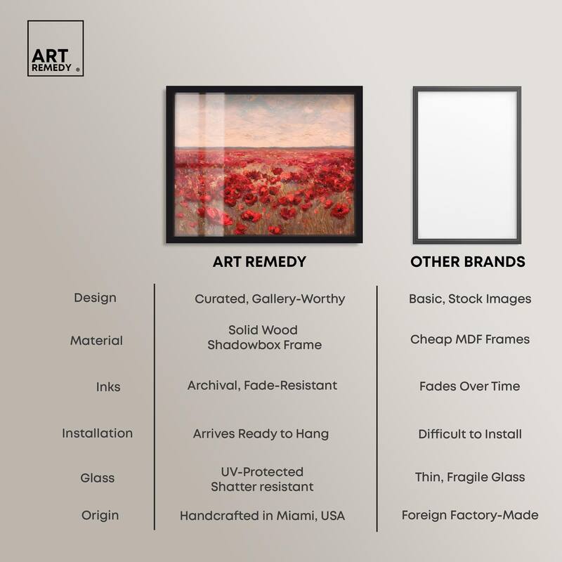 Sea of Red Poppies I Shadowbox by Art Remedy