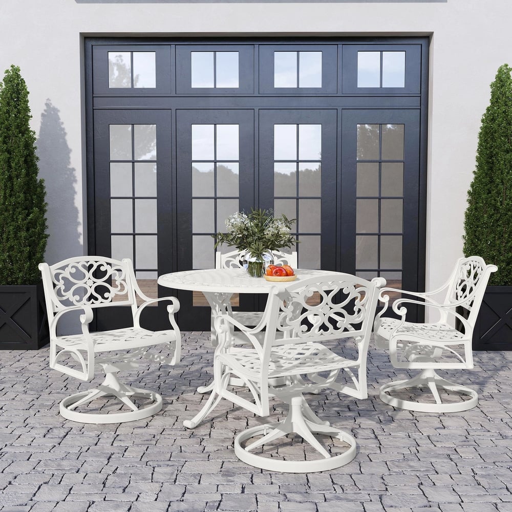 Sanibel White 5 Piece Outdoor Dining Set - N/A