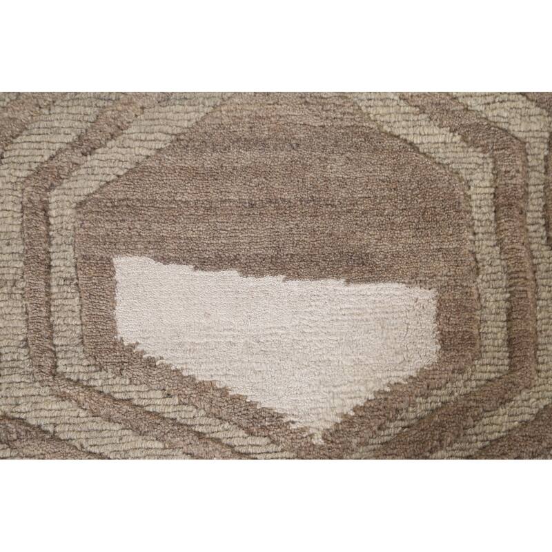 All-Over Modern Area Rug Handmade Wool Carpet - 8'1"x 9'8"