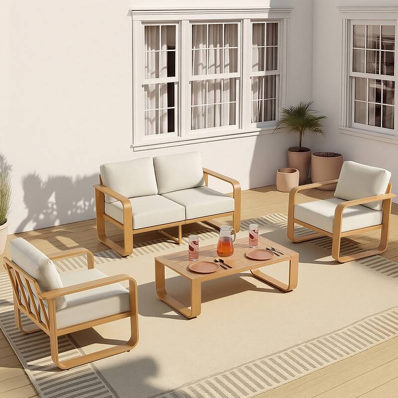 Spruce & Spring Outdoor Patio Furniture Set Aluminum Sofa Accent Chair