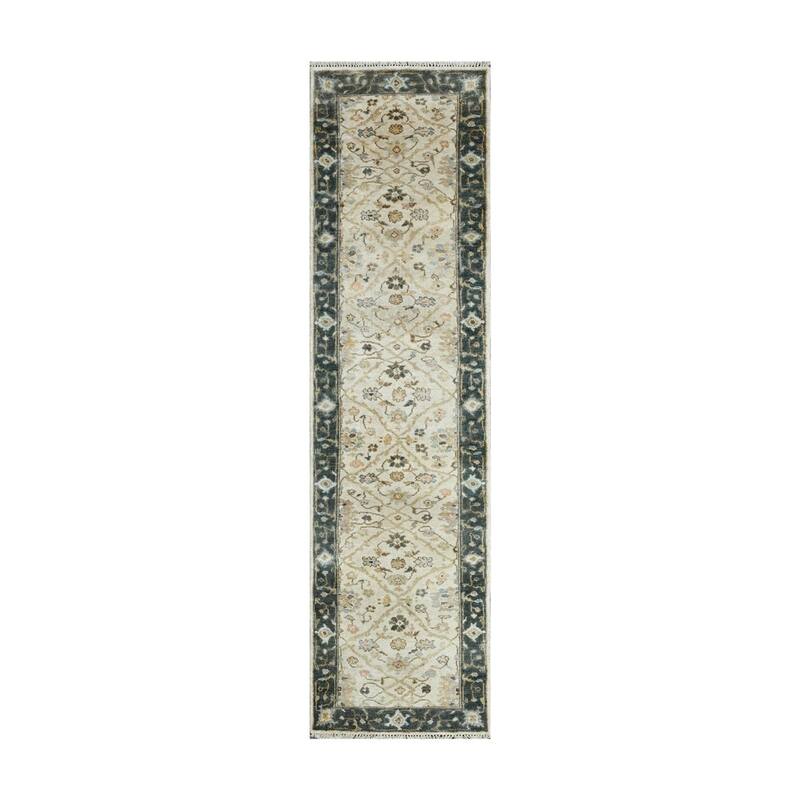 LoomBloom Multi Size Beige Wool Hand Knotted Turkish Oushak Area Rug