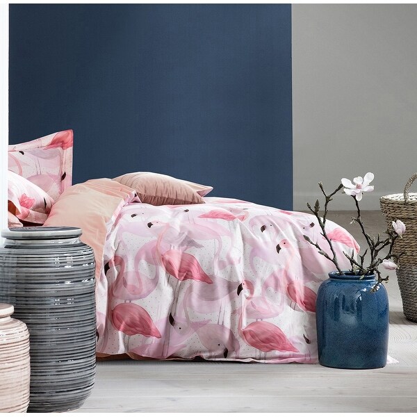 Melange Home 3D Digital Printed Flemingo Walk 3pcs Cotton Duvet Set. Opens flyout.