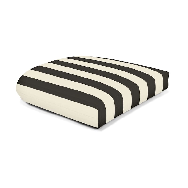 Sunbrella® Stripe Fabric 1-Piece Indoor/Outdoor Wicker Seat Pad Cushion, 19.5"W x 19.5"L, Brannon Redwood - 19.5"W x 19.5"L - Maxim Classic