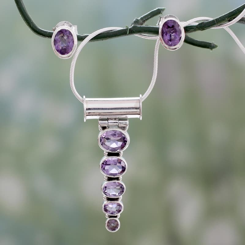 Novica Handmade Aware Amethyst Jewelry Set