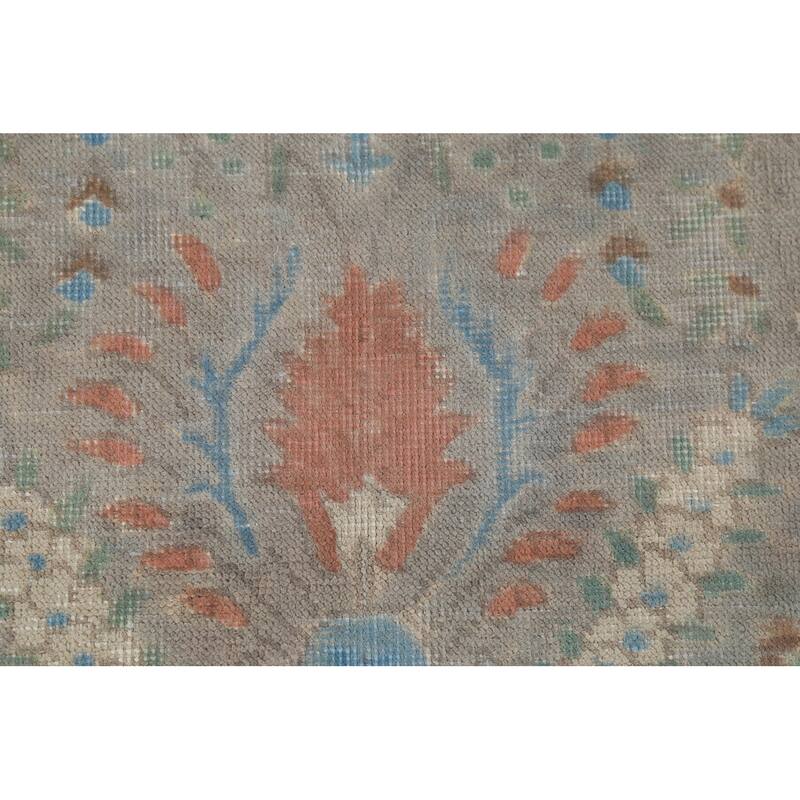 Floral Gray Tabriz Persian Antique Area Rug Handmade Wool Carpet - 8'2"x 11'1"