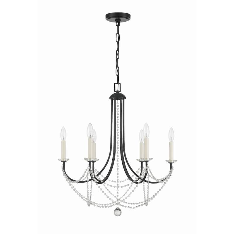 Delilah 6 Light Matte Black Chandelier - 24"W x 27.5"H