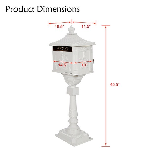 Aluminum Locking Mailbox with Post, Outside Weatherproof Mail Box