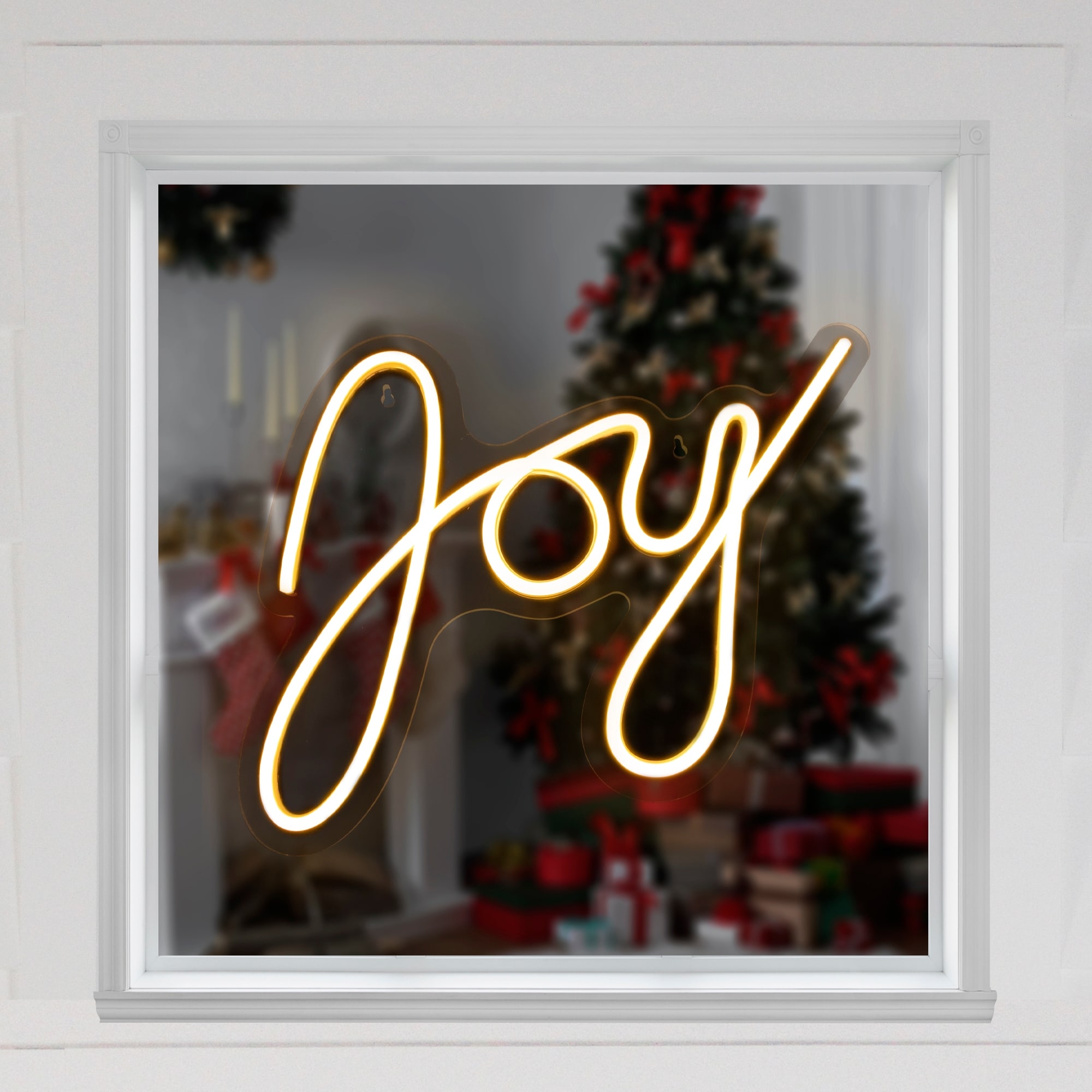 LED Joy Neon Lighted Christmas Wall or Window Decoration - 15"