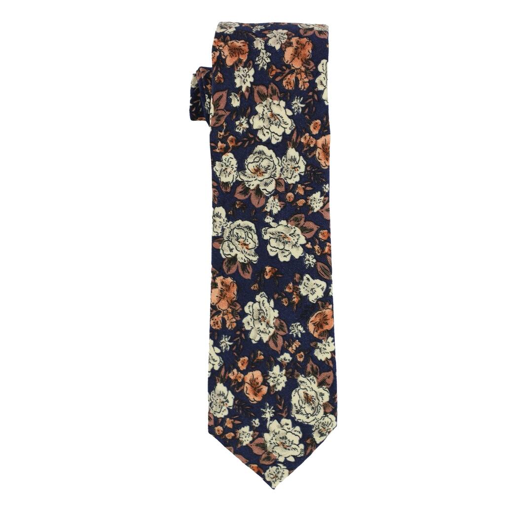 bar III Mens Madison Floral Skinny Self-tied Necktie,, Blue, One Size - One Size