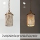 preview thumbnail 14 of 15, Alisar Mid-century Modern Gold Mini Pendant Light French Country Distressed White Wood Beads for Kitchen Island