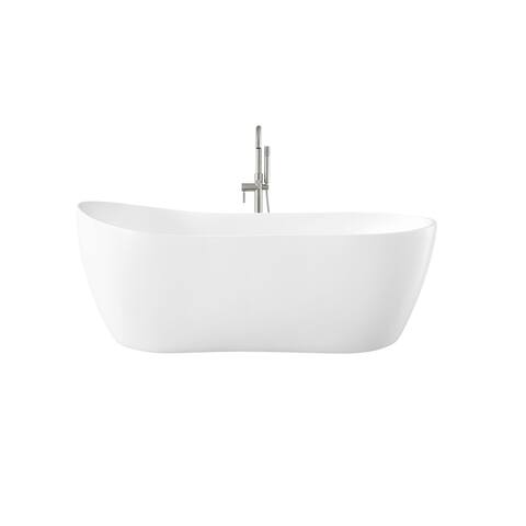 Ove Decors Isaac Freestanding 58 in. Bathtub with Athena Faucet