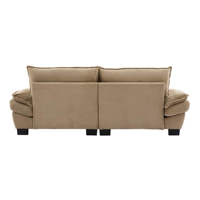 Oversized Corduroy Loveseat Sofa - 84" Wide Deep-Seat Couch with Pillows for Living Room, Apartment, Office