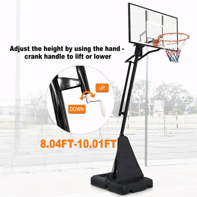 Portable Adjustable Basketball Hoop with Shatterproof Backboard