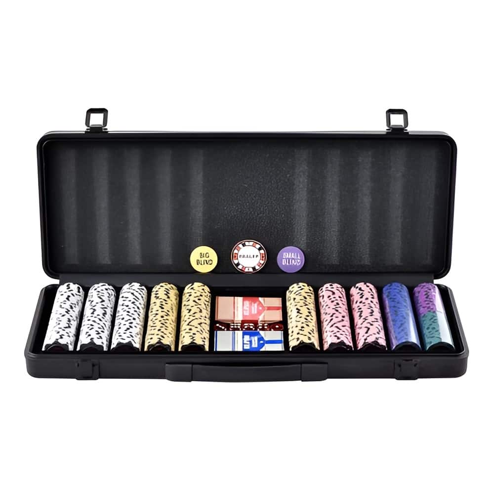 Multi Color Clay Poker Chip Set, 500pcs with ABS Case, Cards and Dice - 22.6” L x 8.4” W x 2.4” H