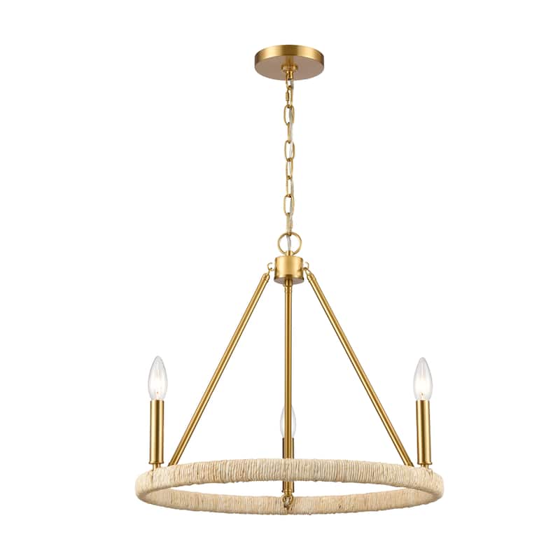 Elk Home Abaca Brushed Gold Finish 3 Light Chandelier