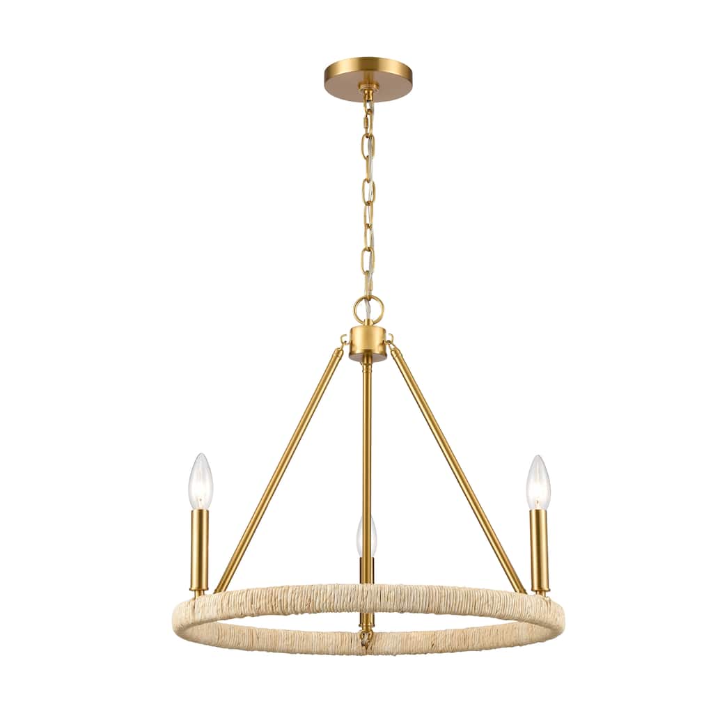 Elk Home Abaca Brushed Gold Finish 3 Light Chandelier