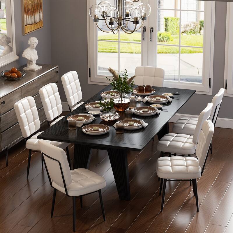 Modern Dining Chairs Set of 2/4/6/8, Upholstered Kitchen Chairs with Thick Cushion for Dining Room - Set of 8 - Elegant White