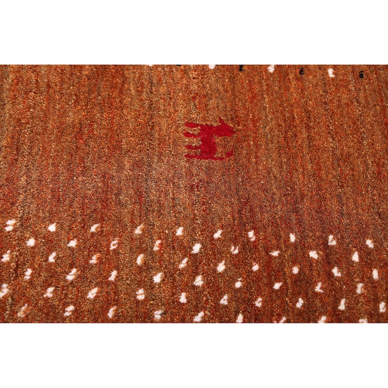ECARPETGALLERY Hand Loomed Kashkuli Gabbeh Burnt Orange Wool Rug - 5'0 x 7'7