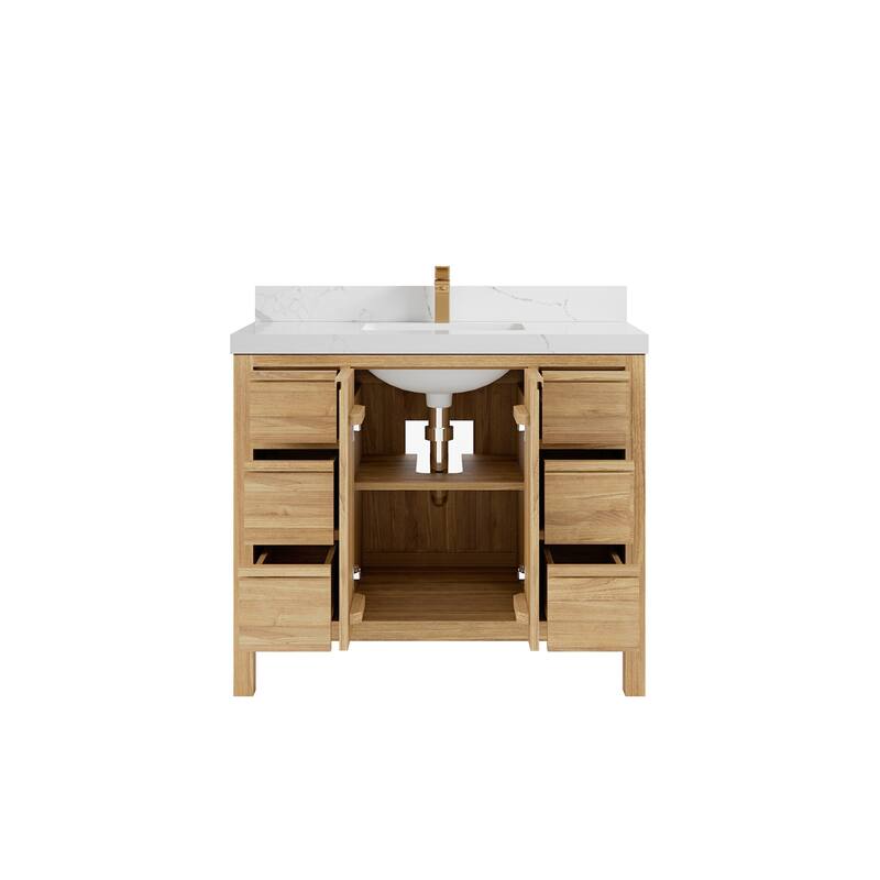 Willow Collections 42 in. W x 22 in. D Elizabeth Solid Teak Single Sink Bathroom Vanity with Countertop