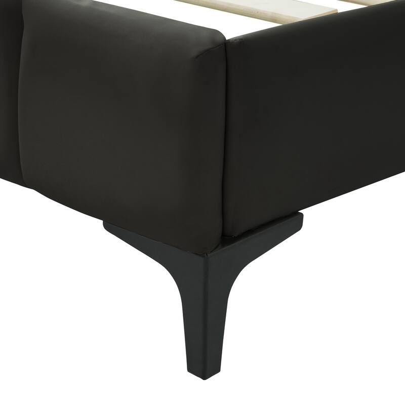 Queen Size PU Leather Upholstered Platform Bed