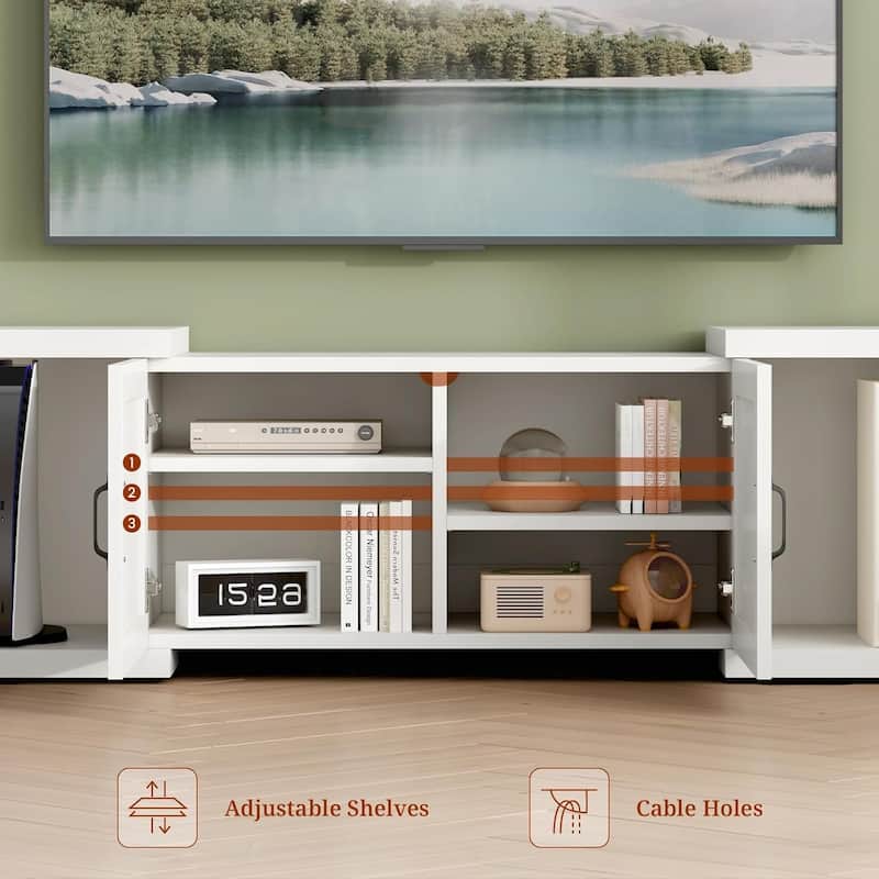 Farmhouse TV Stand Entertainment Center with Storage Deformable TV Console