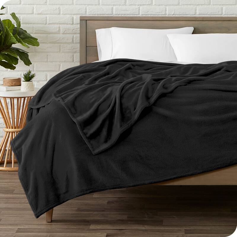 Bare Home Microplush Fleece Blanket - Ultra-Soft - Cozy Fuzzy Warm - Full - Queen - Charcoal
