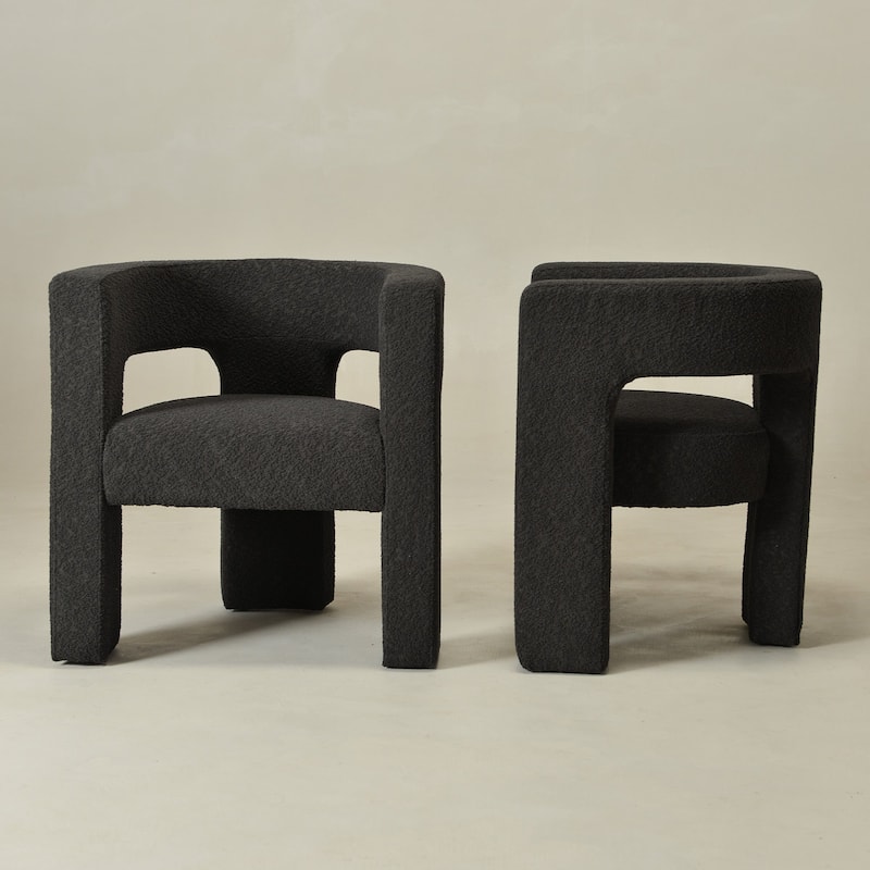 KINWELL 28" Wide Boucle Upholstered Square Armchair (Set of 2)