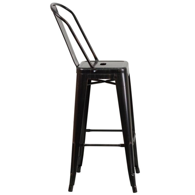 4 Pack 30" High Metal Indoor-Outdoor Barstool with Back - Kitchen Furniture