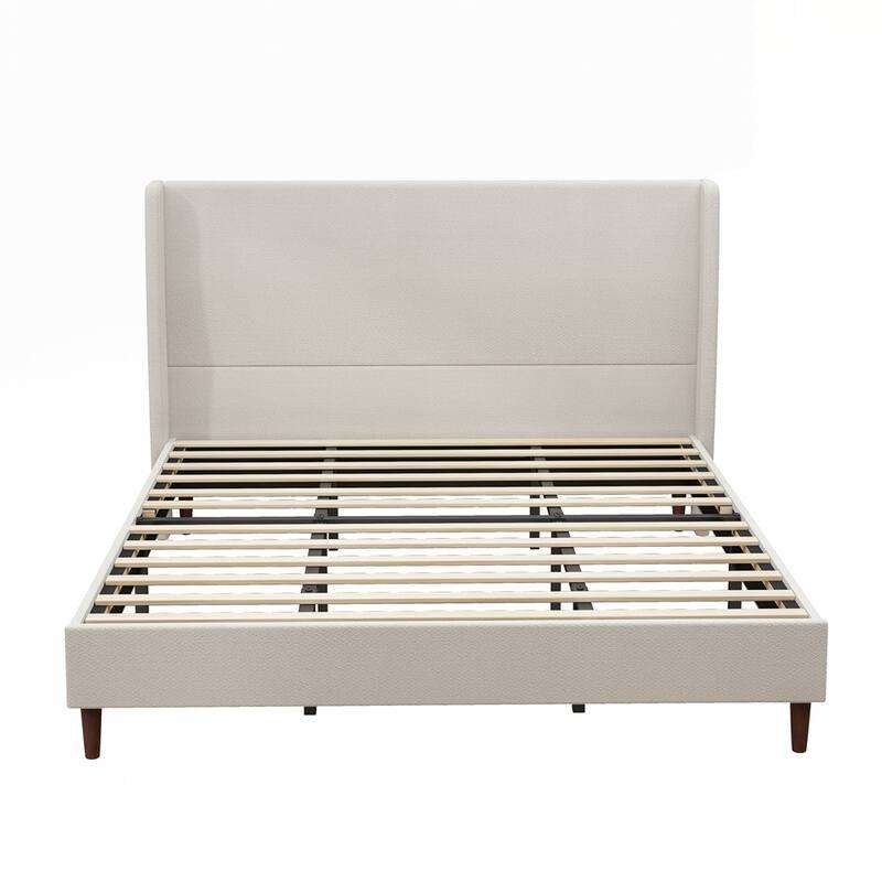 High Headboard Upholstered Platform Bed No Box Spring Needed