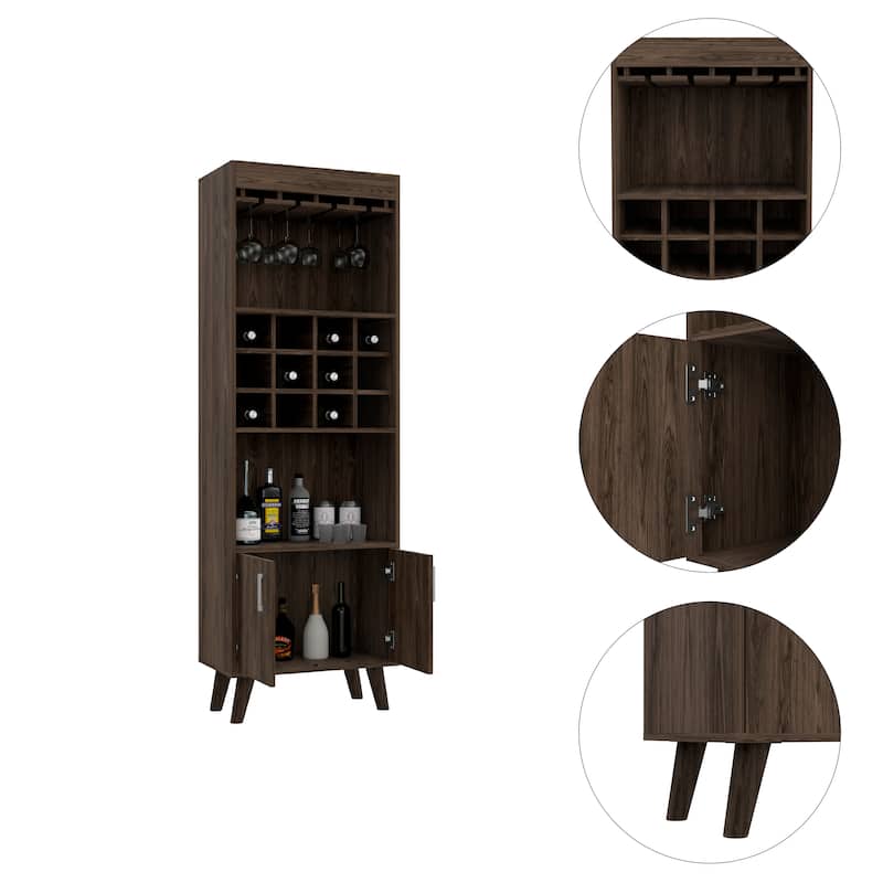 Kisco 1-Drawer 2-Shelf Bar Cabinet Dark Walnut