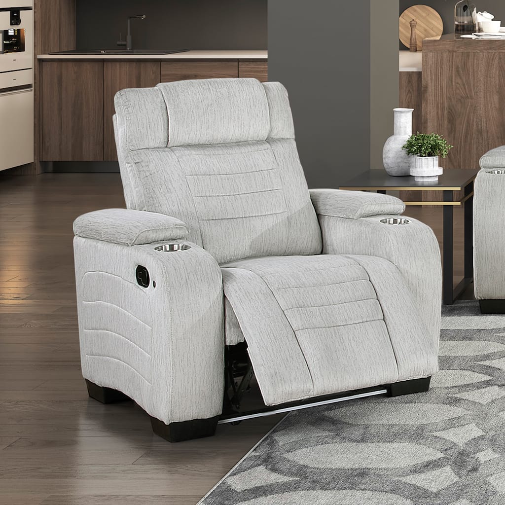 Coast 38.5" Microfiber Manual Recliner - Storage Arm, Cup Holder & LED