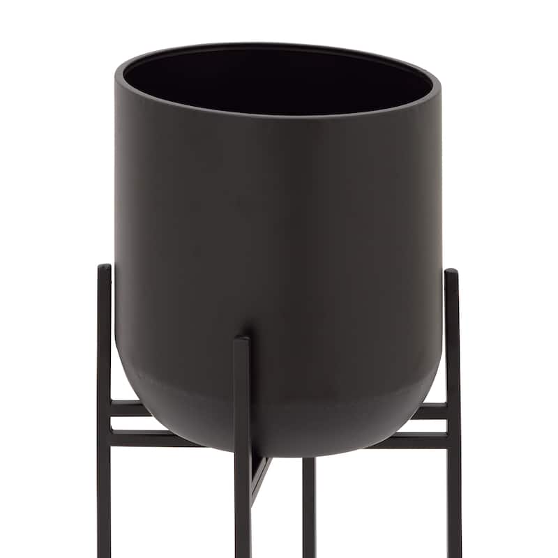 Black Iron Metal Modern Contemporary Planter on metal stand