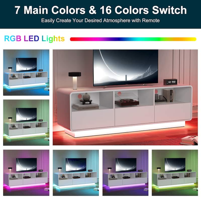 Modern 59-inch TV Stand with LED Lights & Storage