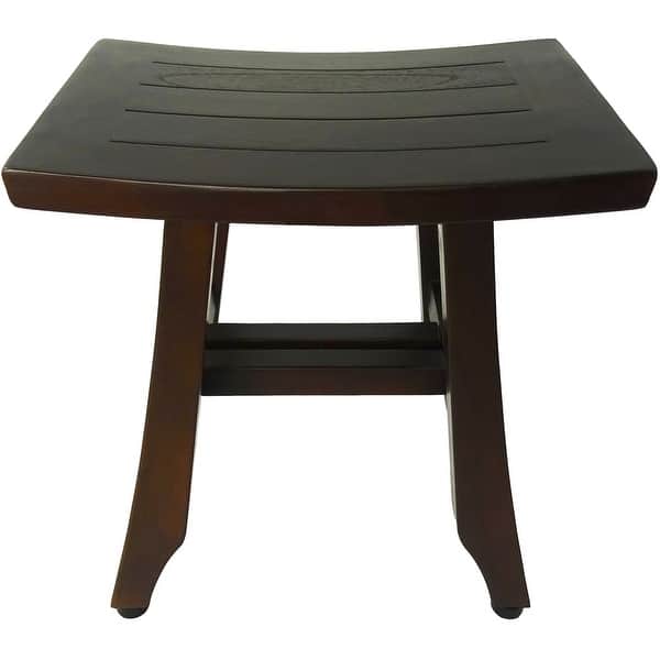 Compact Curvilinear Teak Shower Outdoor Bench in Brown Finish Compact Curvilinear Teak Shower Outdoor Bench in Brown Finish