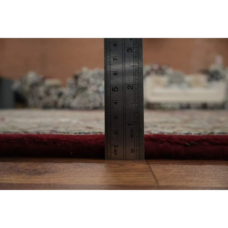 Hand Knotted Oriental 100% Wool Carpet Traditional Floral Red Tabriz-Mahi Area Rug - 11' 10'' X 8' 2''