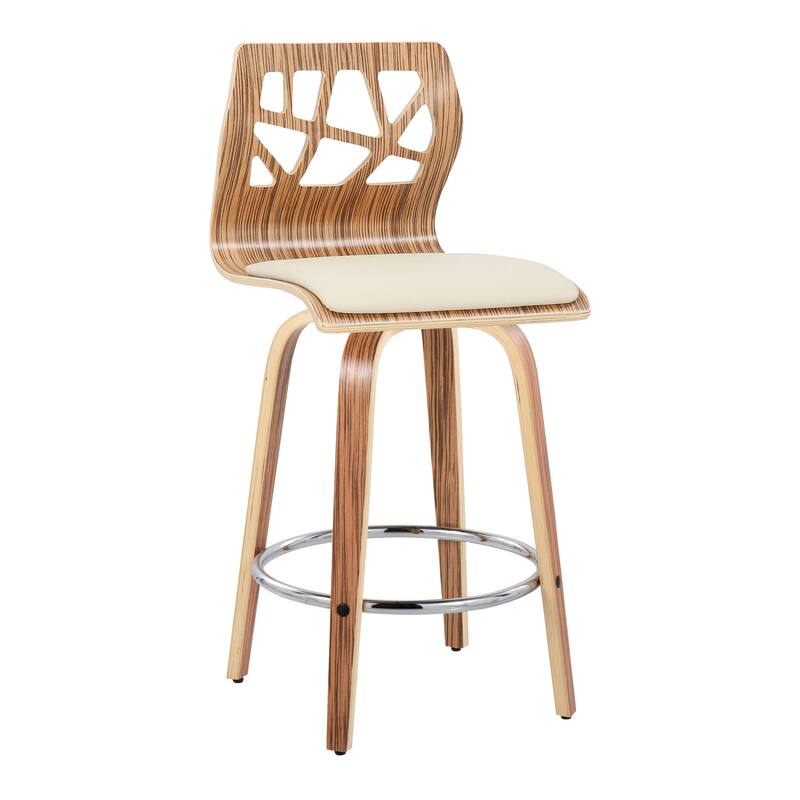 Carson Carrington Sala Counter Stool with Chrome Footrest (Set of 2) - Cream + Zebra + Round Footrest
