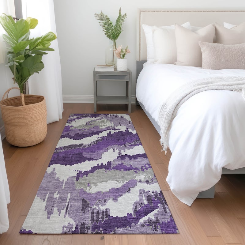 Machine Washable Indoor/ Outdoor Chantille Ombre Abstract Rug