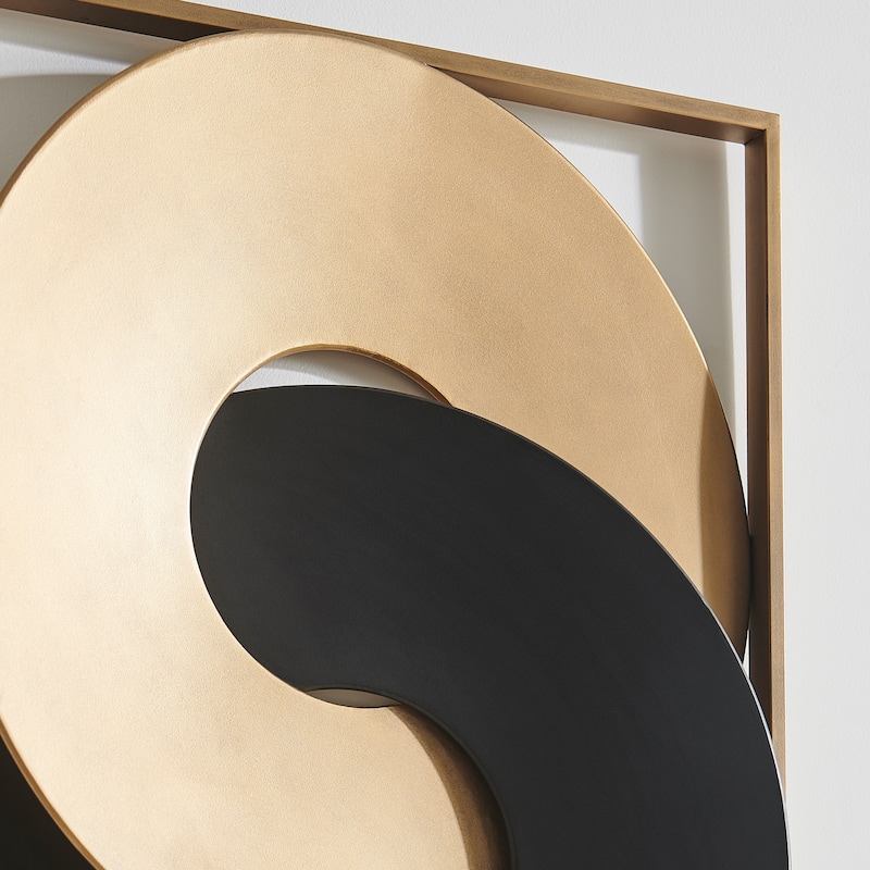 Gold and Black Intersecting Rings Mid-Century Modern Metal Wall Art