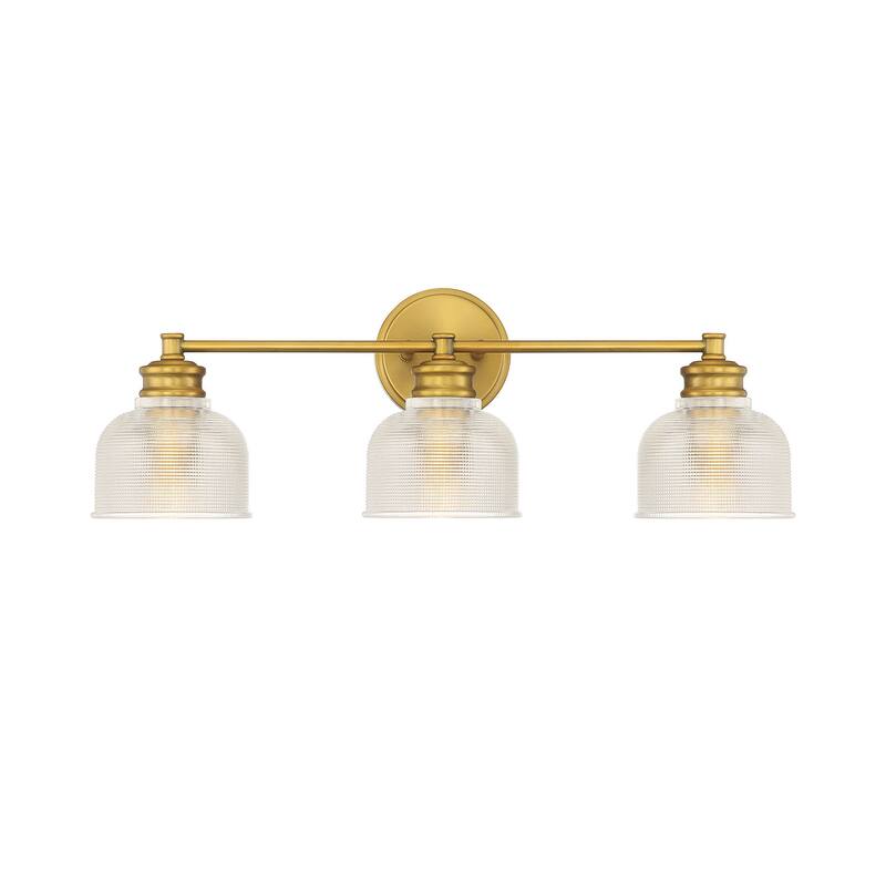 Meridian M80035 3 Light 24" Wide Bathroom Vanity Light with Halophane - Natural Brass