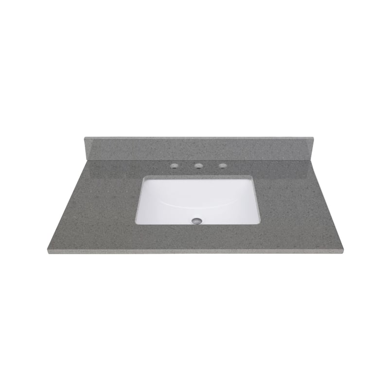 Avanity Quartz Vanity Top with Rectangular Undermount Sinks - 37" Single Sink - Contrail Matte