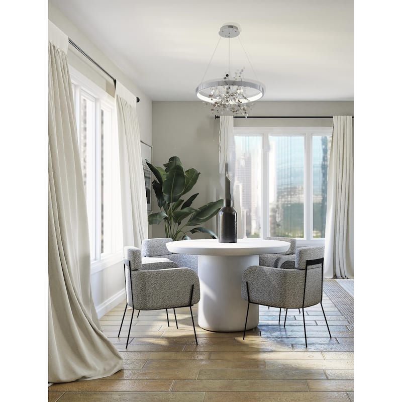 1-Light Chrome Stainless Steel LED Chandelier With Confetti Interior