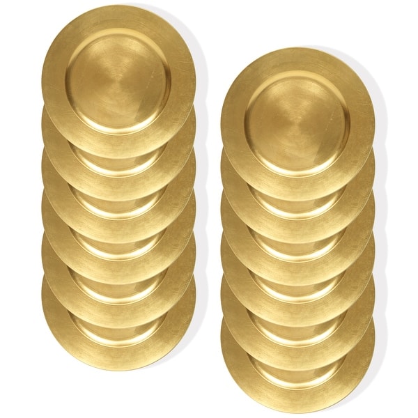 slide 2 of 3, Gold Round Charger Plate 13" Set of 12 - 13" Dia x 0.5" H