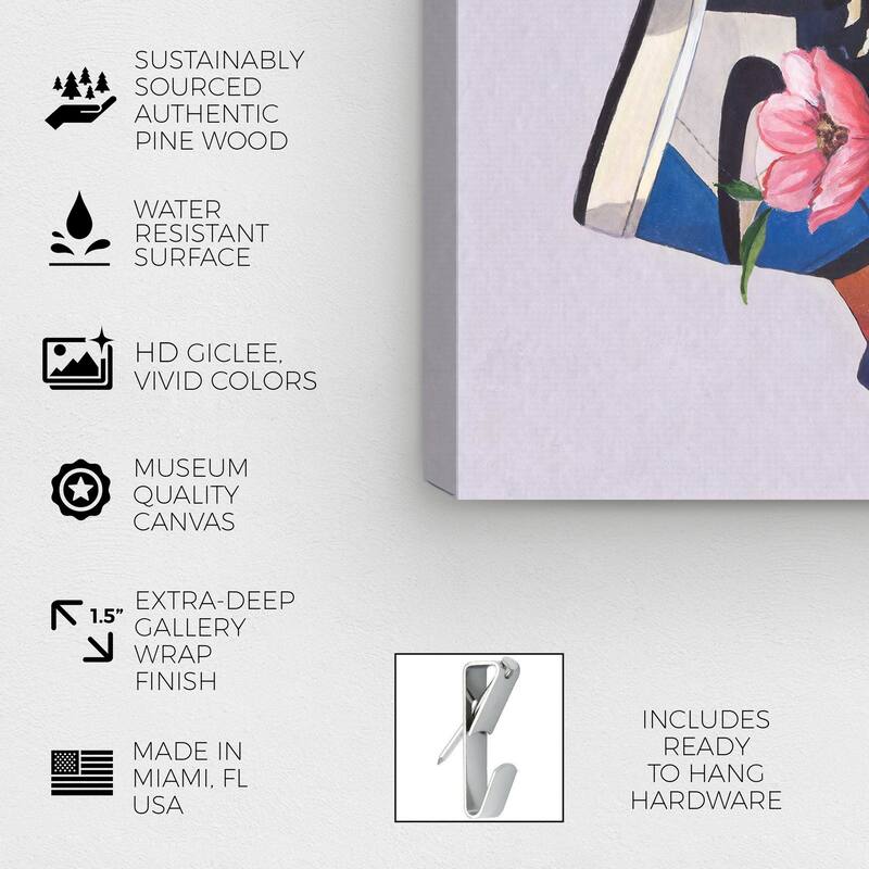 Wynwood Studio Fashion and Glam Jordans and flowers Blue and Modern & Contemporary Wall Art Canvas Print