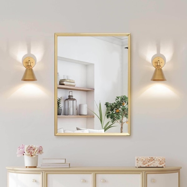 Modern 1 Light Brushed Gold Armed Wall Sconces Bathroom Vanity Light for Bedroom Hallway Staircase D 7.5 x H 10 Brushed Brass Gold