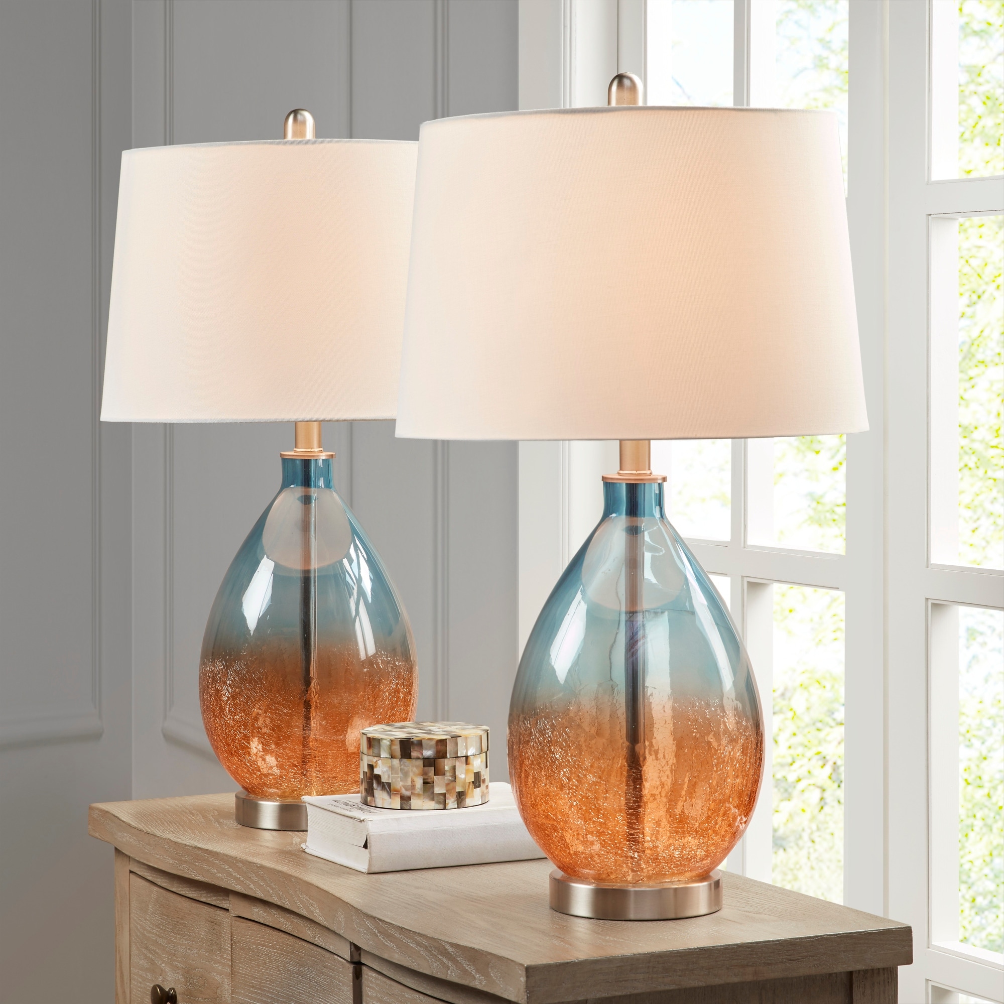 Light blue 2024 glass table lamp