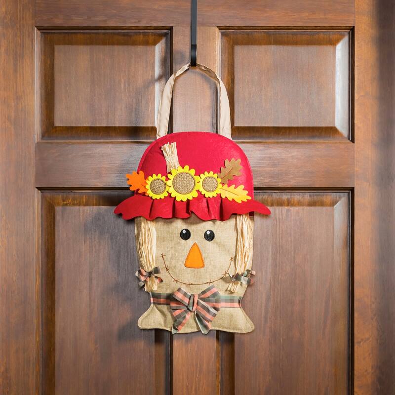 Mrs. Scarecrow Door Decor, 13.50x17.50"H