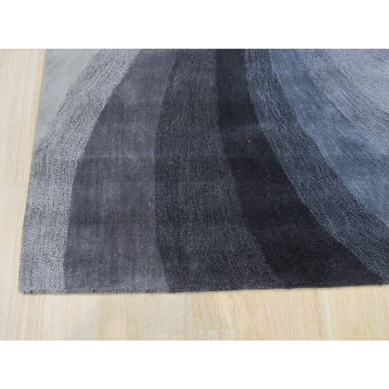 Hand-Tufted Blue Wool Contemporary Swirl Rug, 7'9 x 9'9, Elegant Soft Texture - L