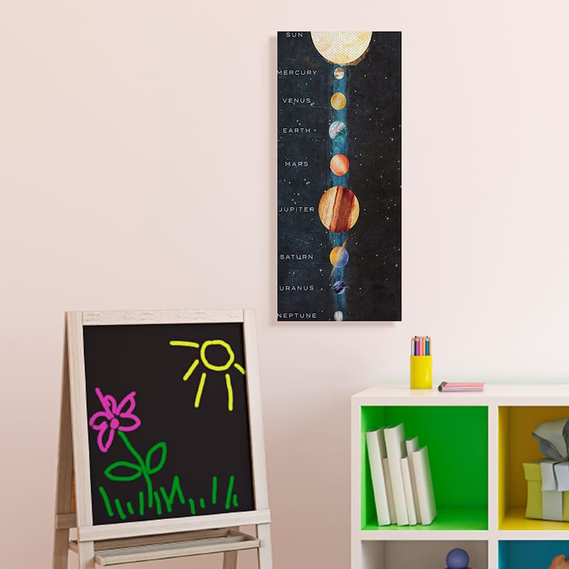 Stupell Outer space Planet Alignment Milky way Solar System Canvas Wall Art - Black